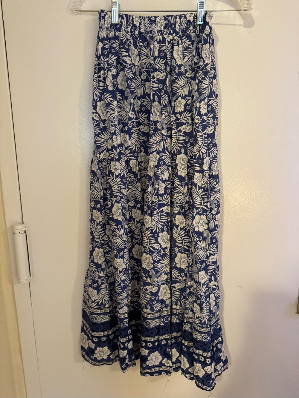 Blue Floral Maxi Skirt - Casual Boho Style